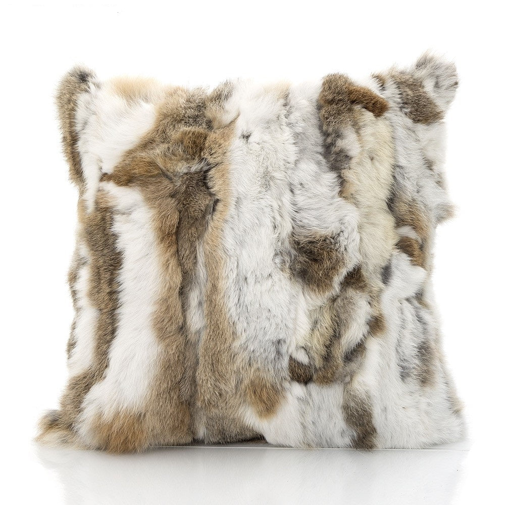 Beige Petra Rabbit Fur Cushion