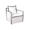 Hamptons Linen Slipcover Armchair White with Black Piping