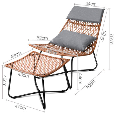 Outdoor Rattan Lounge Chair Set