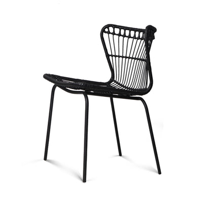 Set of 2 Rattan Dining Chairs - Black