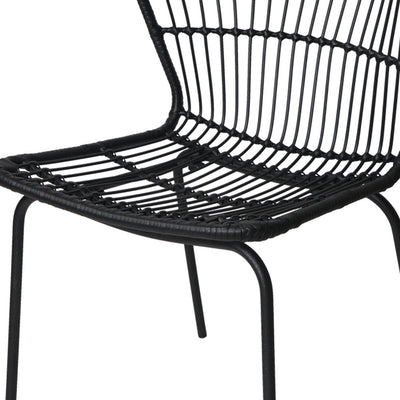 Set of 2 Rattan Dining Chairs - Black