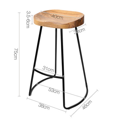 Tractor Seat Barstools with Natural Wooden Seat  - Set of 2