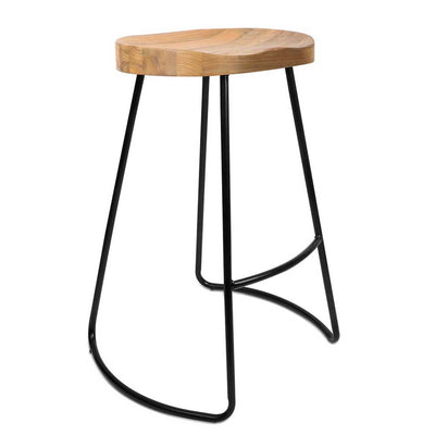 Tractor Seat Barstools with Natural Wooden Seat  - Set of 2