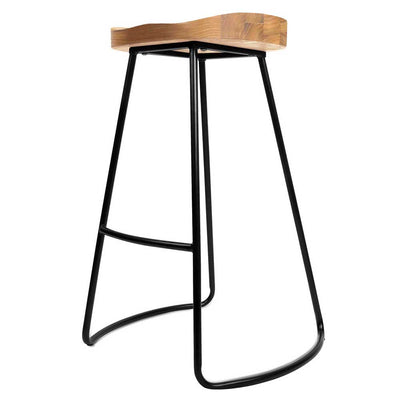 Tractor Seat Barstools with Natural Wooden Seat  - Set of 2