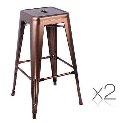 Set of 2 Steel Kitchen Bar Stools 76cm - Bronze