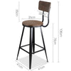 Industrial Bar Stool with Backrest 76cm