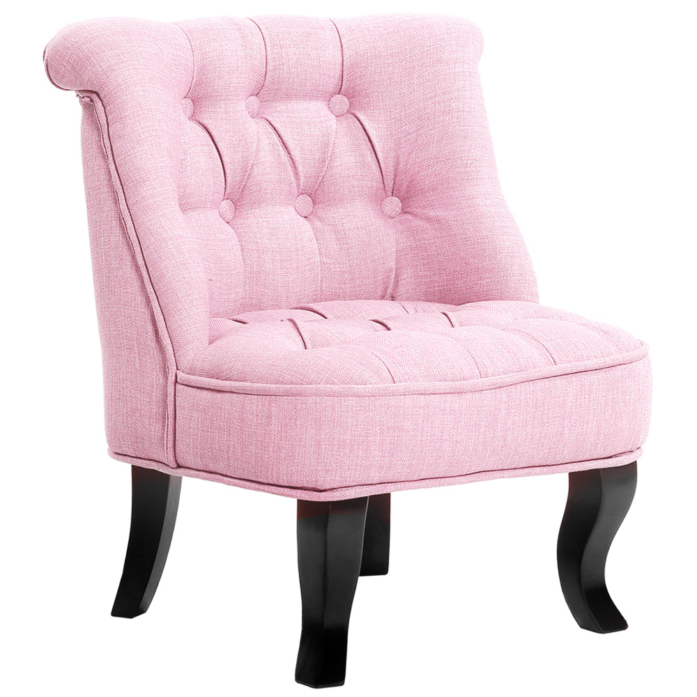 Lorraine Chair French Provincial Kid Fabric Sofa Pastel Pink