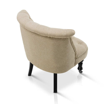 Lorraine Occasional Accent Chair Linen Fabric Taupe