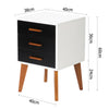 Bedside Table Matt Black & White with Wooden Legs