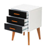 Bedside Table Matt Black & White with Wooden Legs