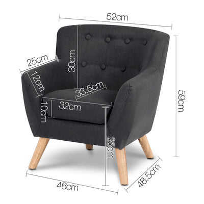 Kids Fabric Armchair Black