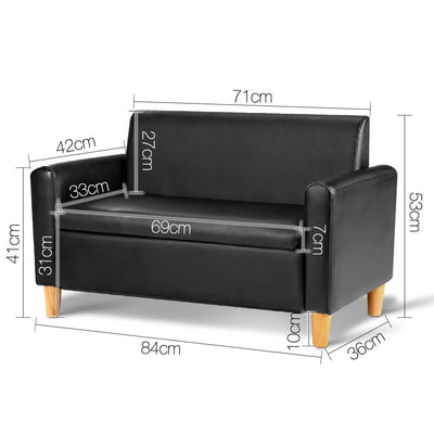 Kids Double Couch - Black