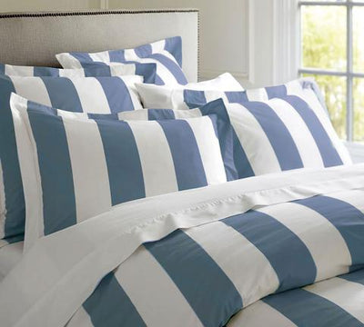 Oxford Stripe Queen Quilt Cover - Grey, Blue or Taupe