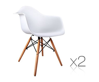 Set of 2 Replica Eames Cafe Chairs - Beech White