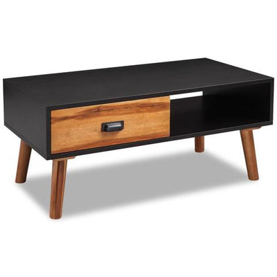 Acacia Wood & Black Coffee Table