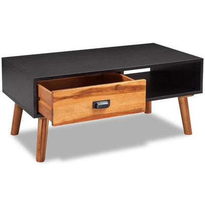 Acacia Wood & Black Coffee Table