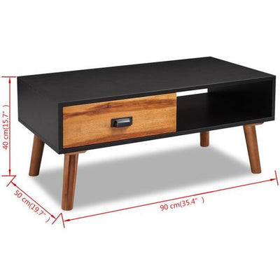 Acacia Wood & Black Coffee Table