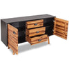 Acacia Wood & Black Sideboard with 3 Drawers & 2 Cupboards