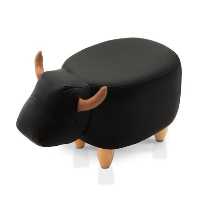 Kids Cow Animal Stool - Black