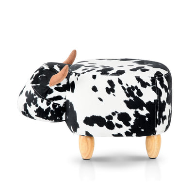 Kids Cow Animal Stool - Black & White