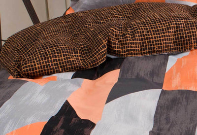 Orange and Black Geometric Queen Quilt Cover Set