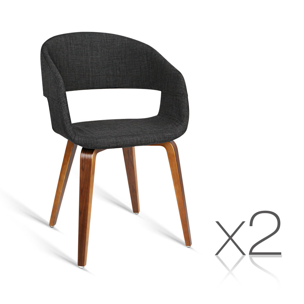 Set of 2 Dining Chairs - Charcoal Black