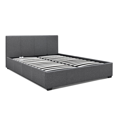 Gas Lift Fabric Bed Frame - Double - Grey