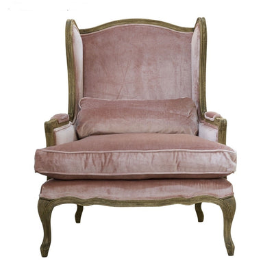 French Provincial Wing Back Chair in Pink