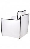 Hamptons Linen Slipcover Armchair White with Black Piping