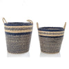 Wicker Storage Baskets Set of 2 - Natural and Navy