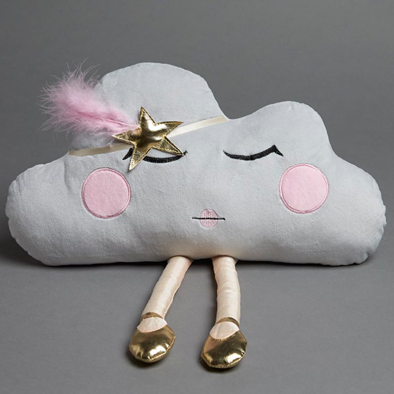 Grey Cushion Cloud Shape with Face