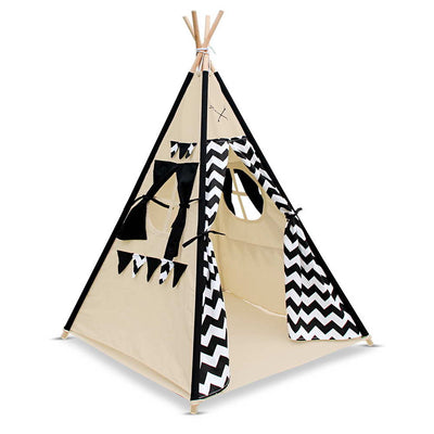 4 Poles Teepee Tent with Storage Bag - Black